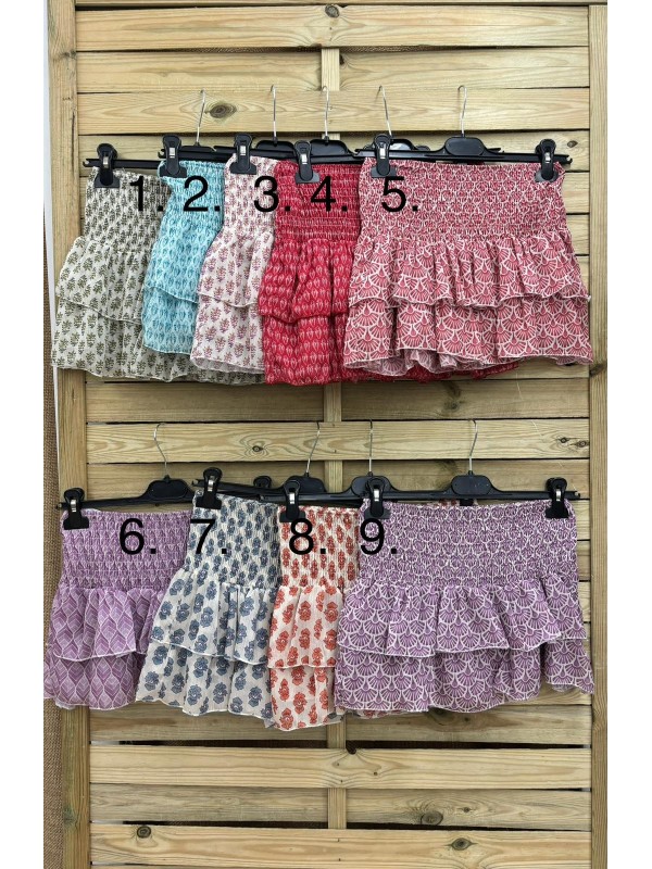 Falda pantalon mini de gasa estampado