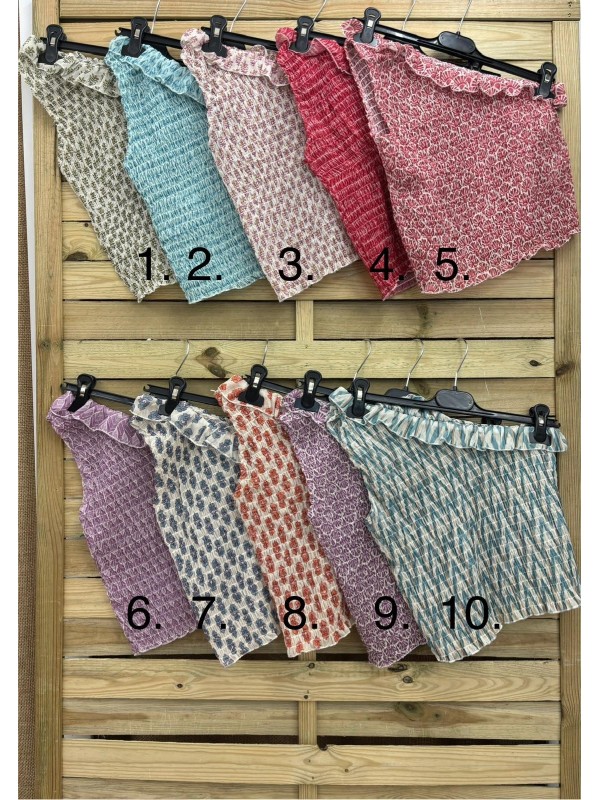 Top de gasa asimetrico estampado