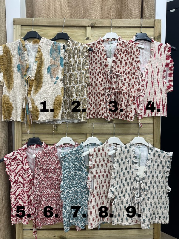 Chaleco frunce delantero con doble lazo