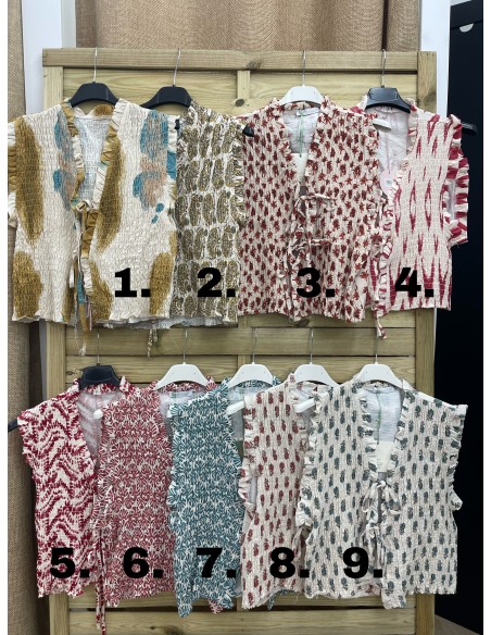 Chaleco frunce delantero con doble lazo