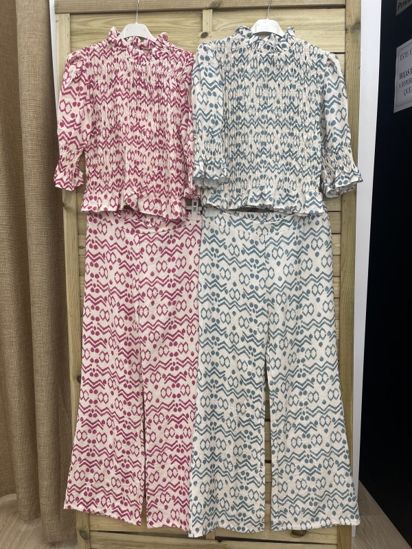 Camisa fruncida estampado geometrico 2