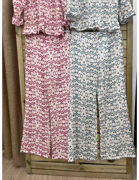 Pantalon recto estampado geometrico