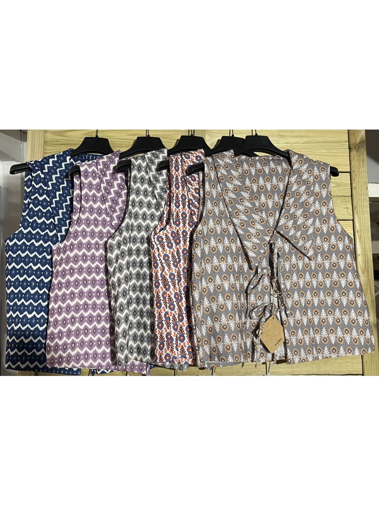 Chaleco lazadas y escote de pico estampado