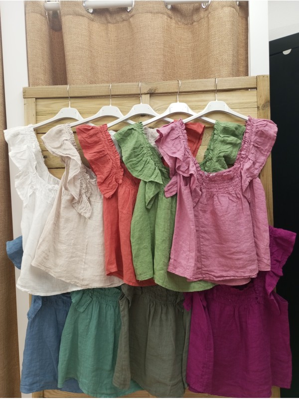 camisa lino de sisa lisa con volantito 2