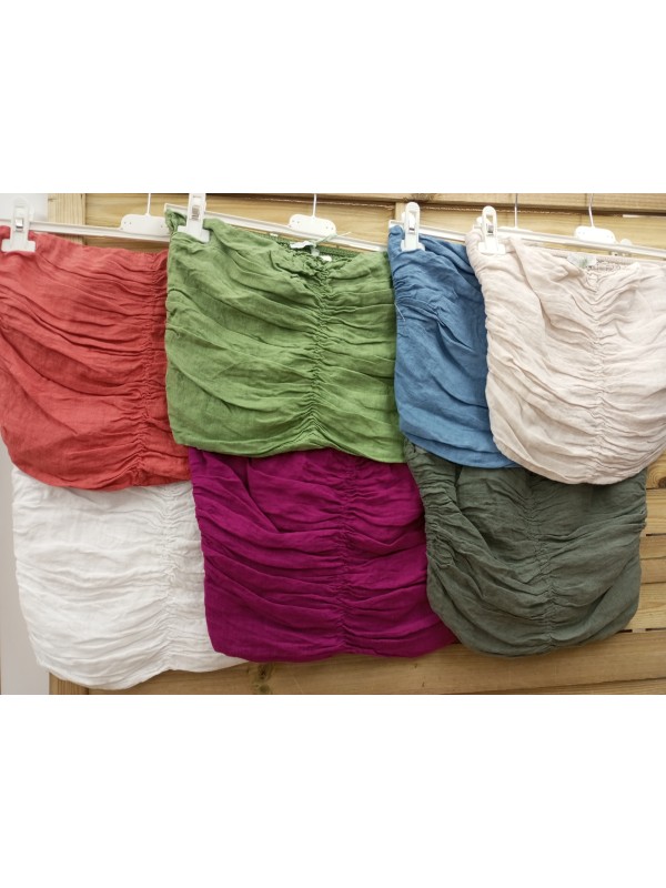 top de lino corto con frunce en pecho 2