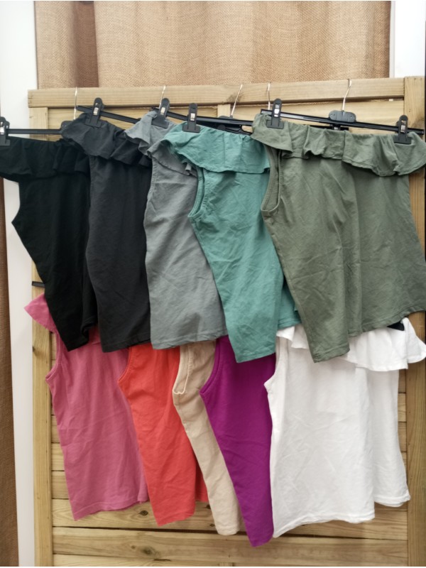 camiseta asimétrica con volantito