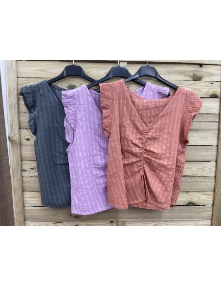 camisa drapeada con volantito en sisa