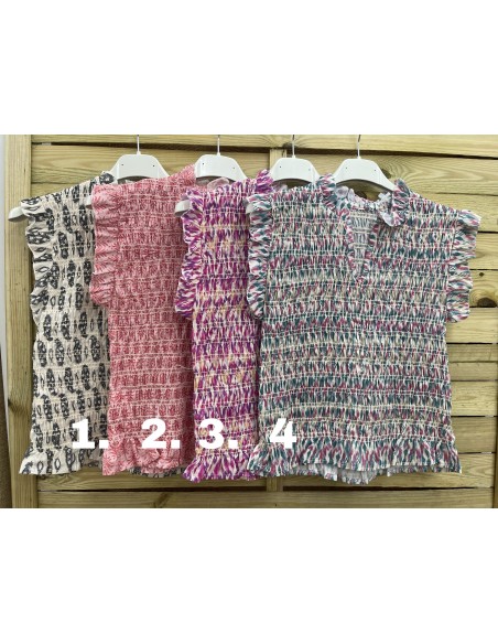 Camisa estampada fruncida de pico