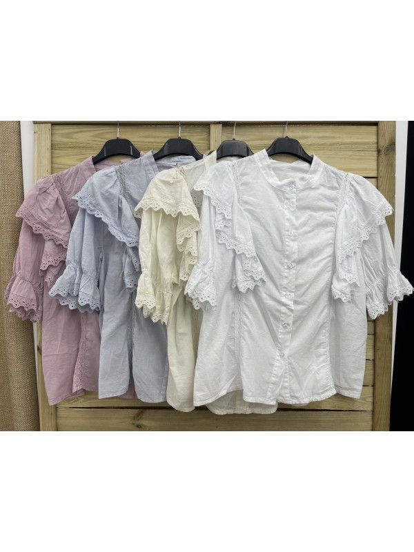 Camisa doble volante con puntilla