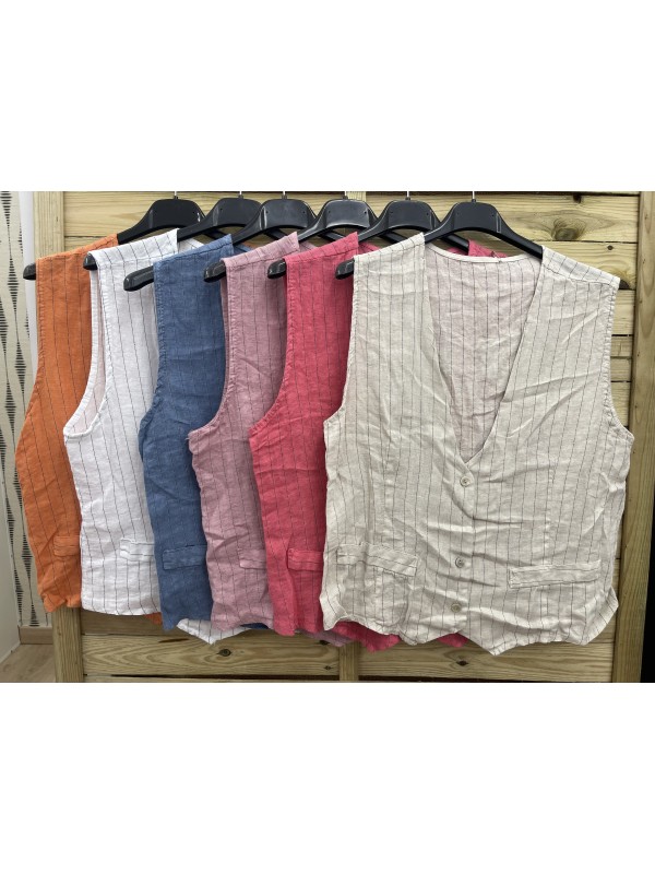 Chaleco de lino rayitas