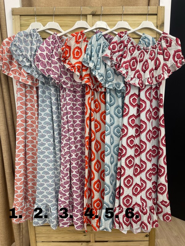 Vestido largo estampado maxi volante