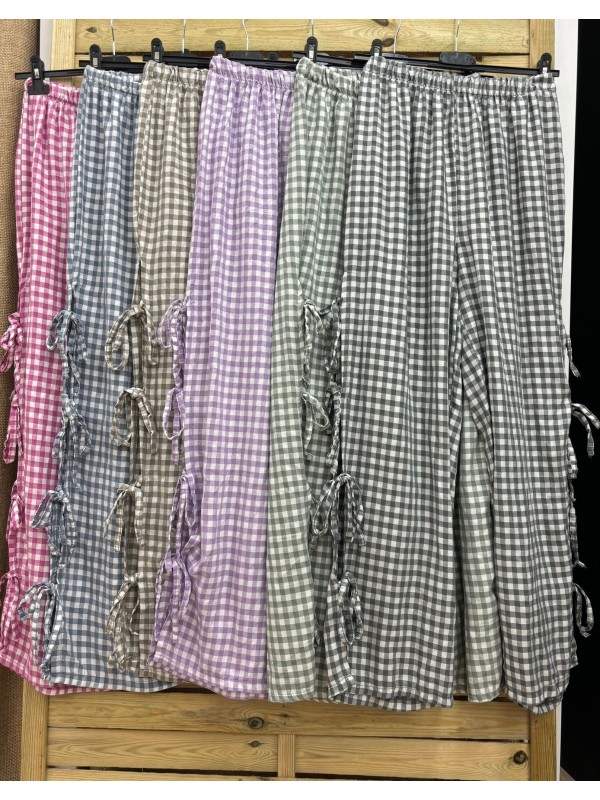 Pantalon vichy con cordones laterales