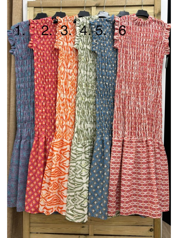 Vestido estampado fruncido sisa volante