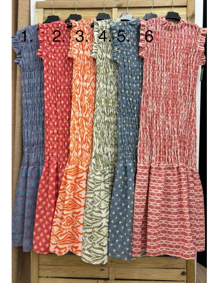 Vestido estampado fruncido sisa volante