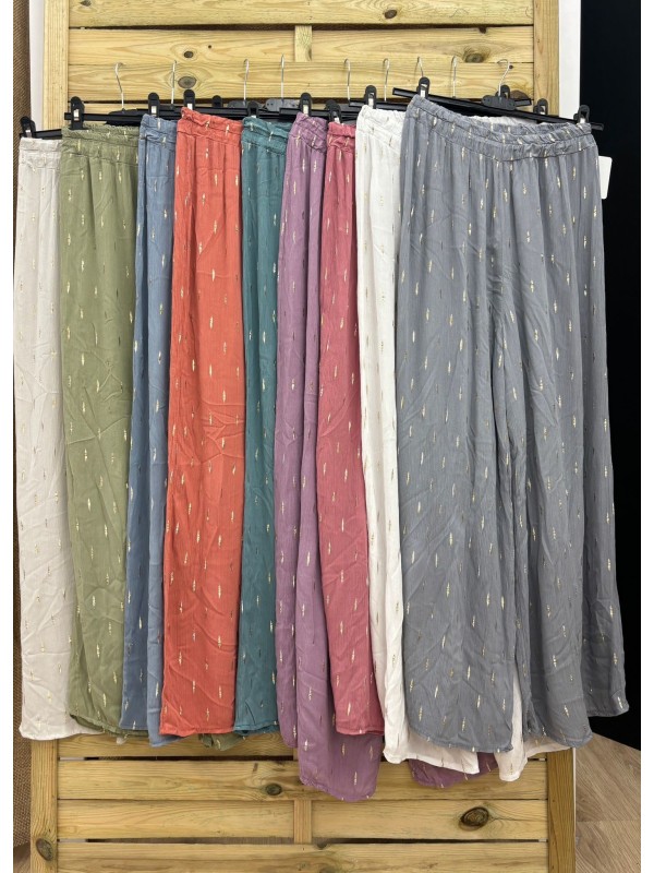 Pantalon recto pincelada dorada