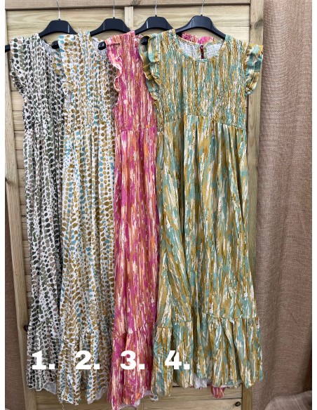 Vestido estampado pecho fruncido y sisa con volantito