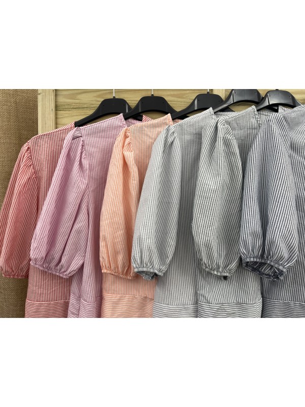 Camisa triple lazo de rayitas con corte 2