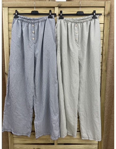 Pantalon ancho de rayitas con botones