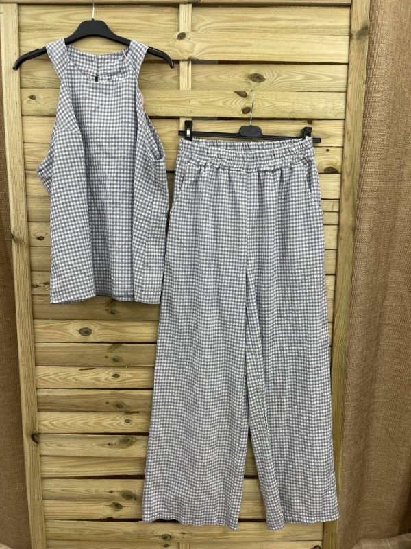 Pantalon vichy ancho con bolsillos