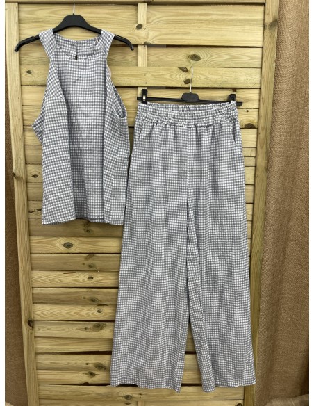 Pantalon vichy ancho con bolsillos