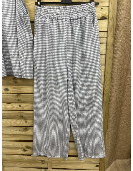 Pantalon vichy ancho con bolsillos