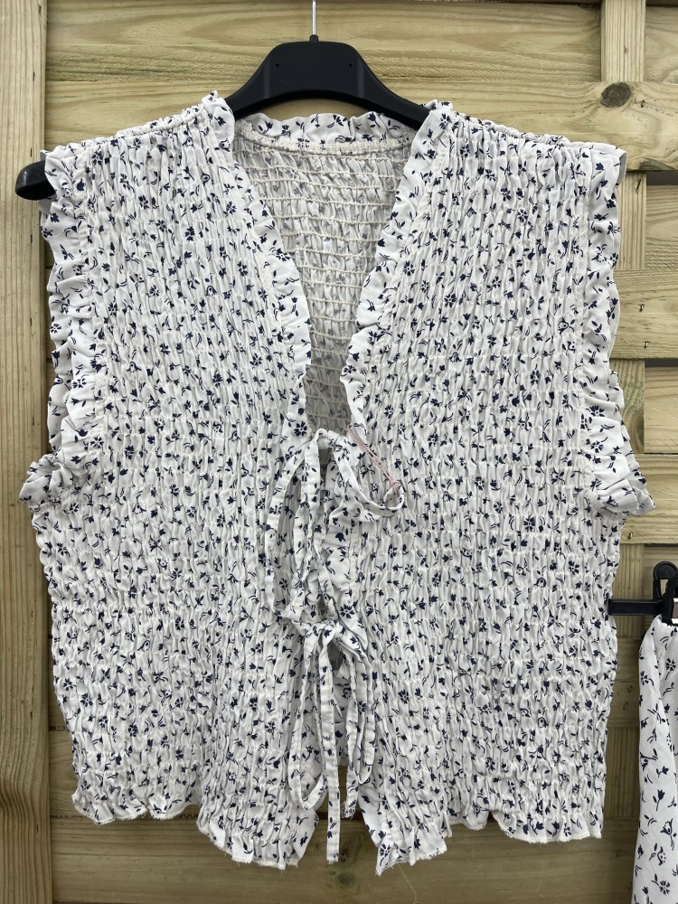 Chaleco frunce delantero con doble lazo