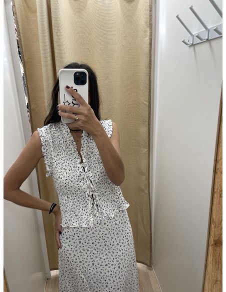 Chaleco frunce delantero con doble lazo