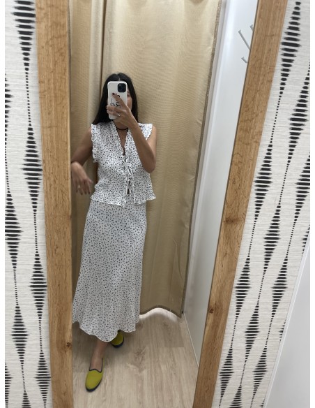 Chaleco frunce delantero con doble lazo