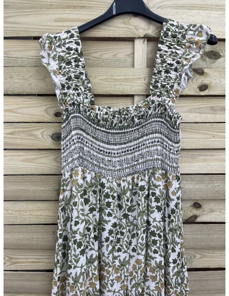 Vestido de sisa estampado con pecho fruncido