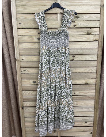 Vestido de sisa estampado con pecho fruncido