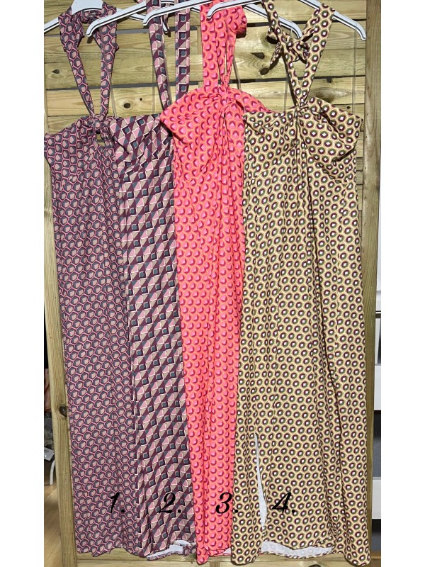 Vestido largo estampado con nudo en escote