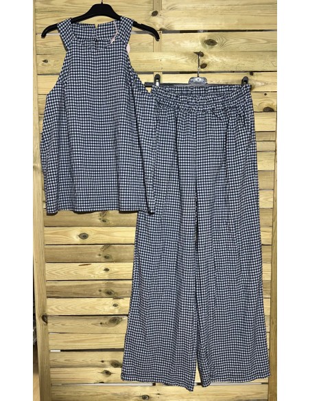 Pantalon vichy ancho con bolsillos