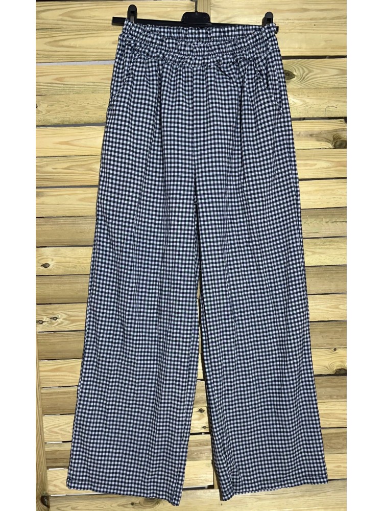 Pantalon vichy ancho con bolsillos
