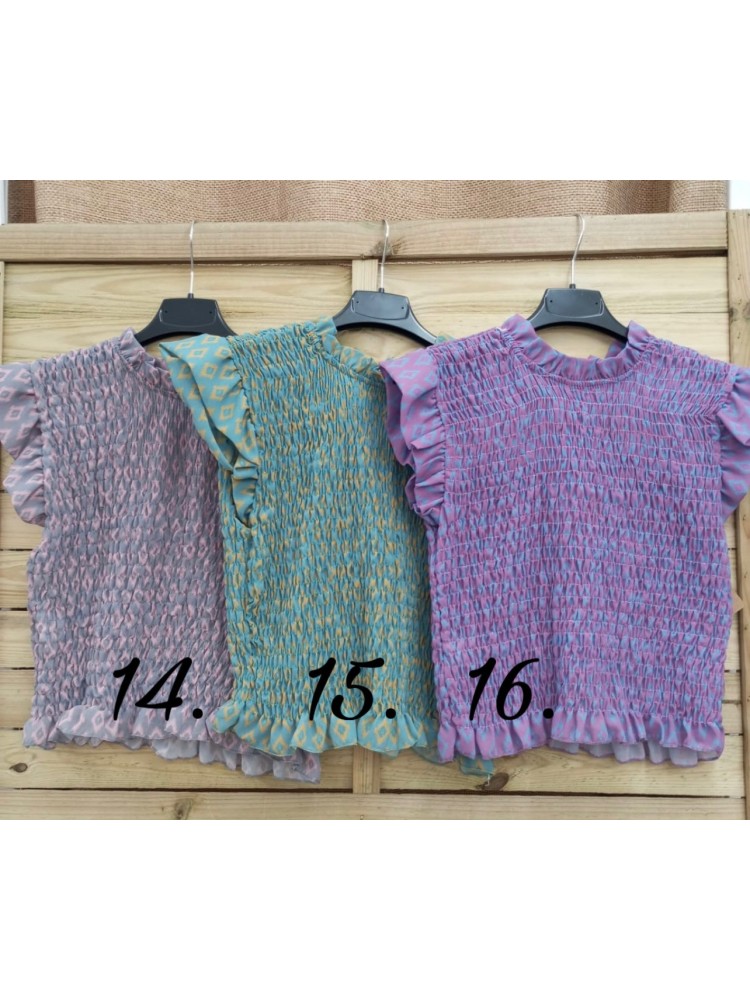 Camisa estampada fruncida de sisa con vuelo