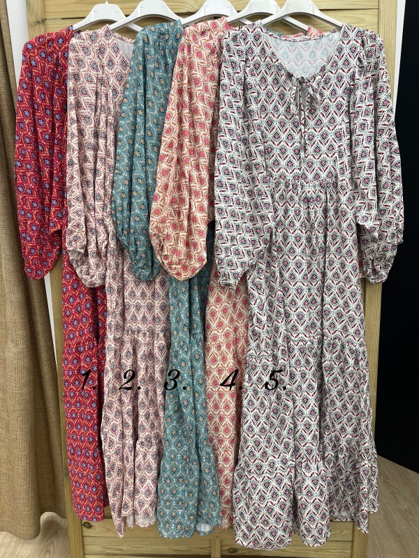 Vestido manga abullonada estampado gota