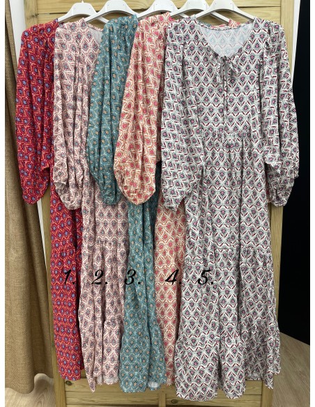 Vestido manga abullonada estampado gota