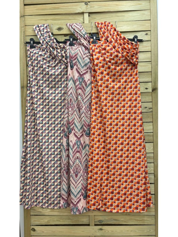 Vestido estampado palabra y tira cruzada