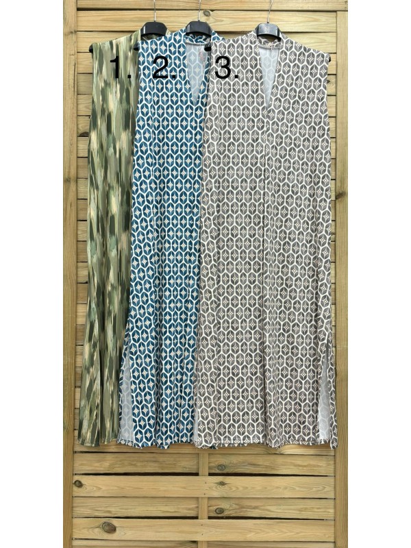 Vestido estampado sisa rajas laterales