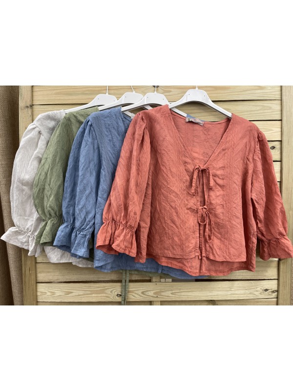 Camisa doble lazo manga francesa