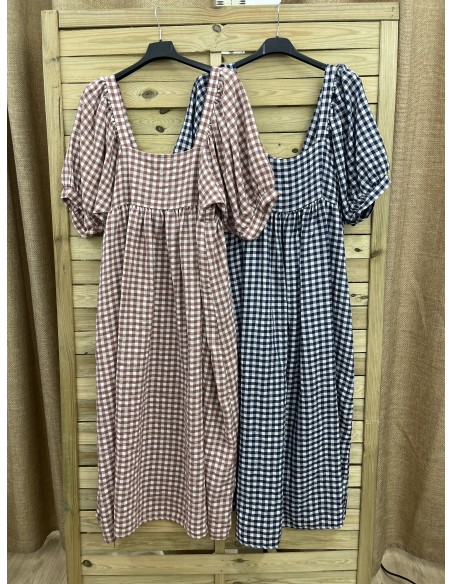 Vestido vichy manga abullonada