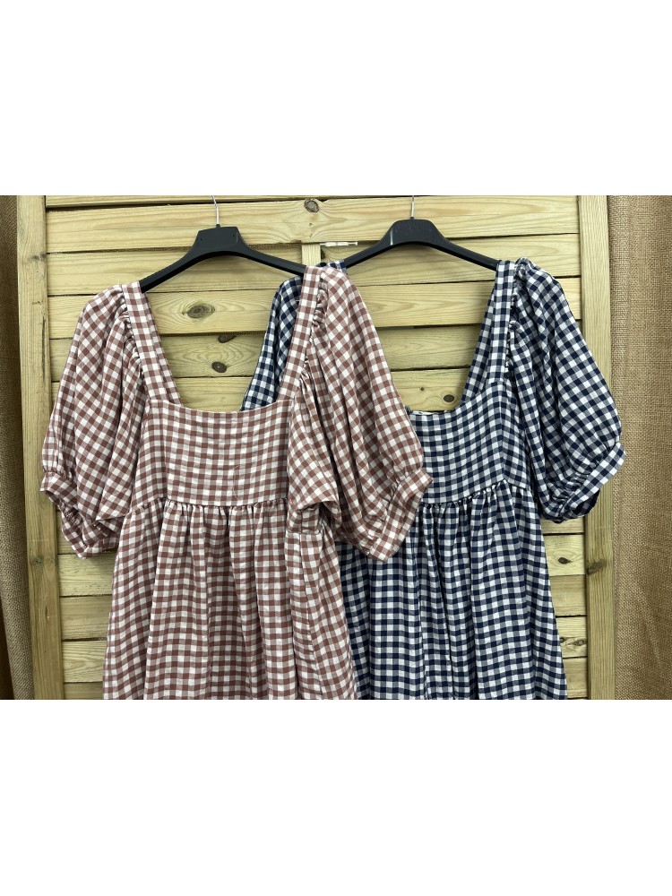 Vestido vichy manga abullonada