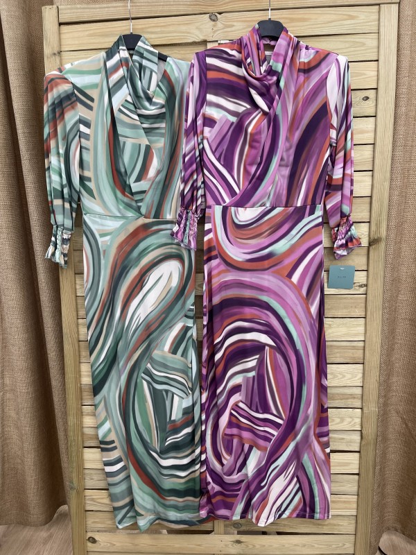 Vestido espiral parte delantera cruzada