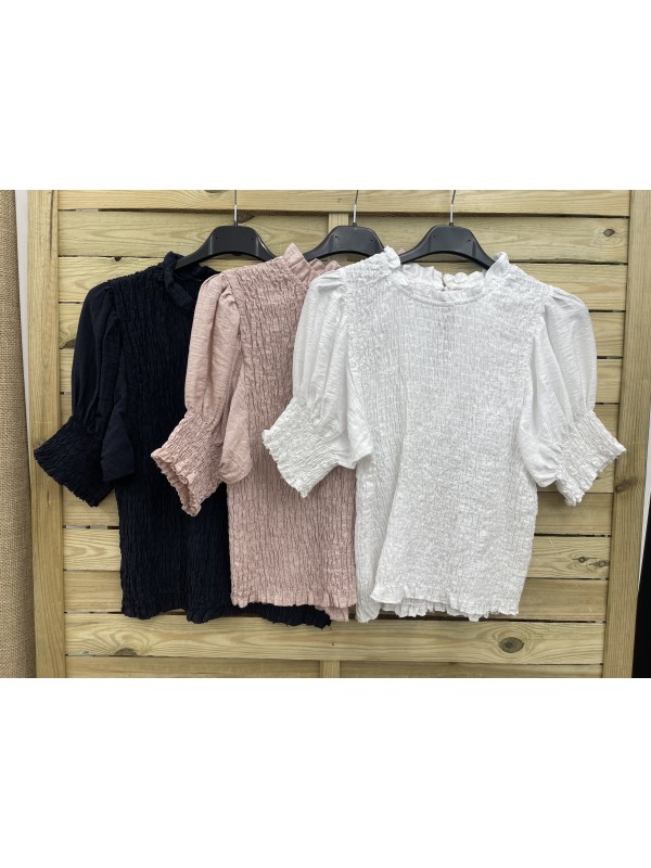 Camisa de hilo fruncida