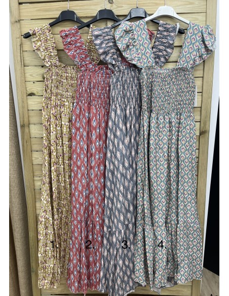 Vestido estampado pecho fruncido volantito