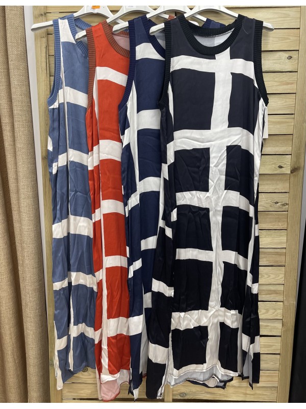 Vestido cuadrados saten y vivos