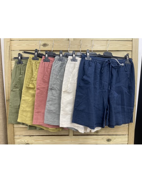 Short de lino con bolsillos