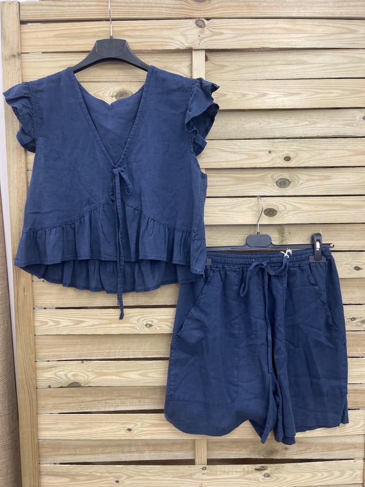 Short de lino con bolsillos