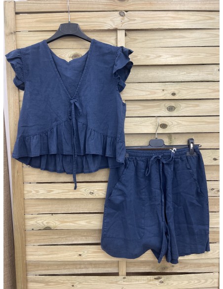 Short de lino con bolsillos