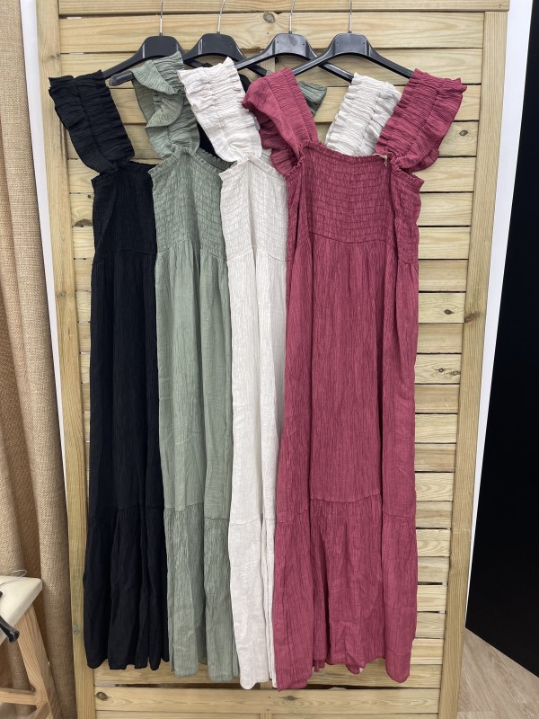 Vestido de bambula pecho fruncido