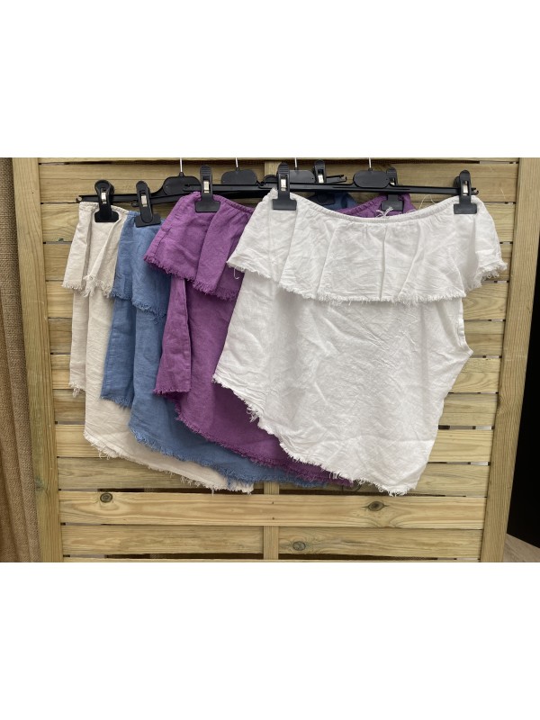 Camisa asimetrica lino con volante